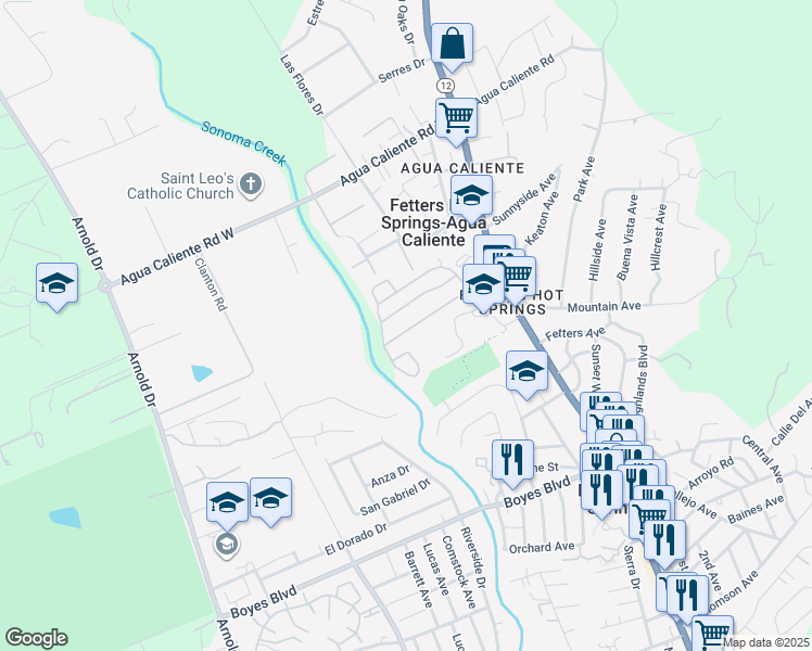 map of restaurants, bars, coffee shops, grocery stores, and more near 60 Rancho Drive in Sonoma