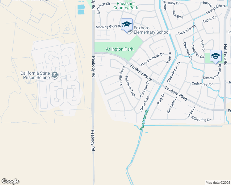 map of restaurants, bars, coffee shops, grocery stores, and more near 1048 Fox Hound Road in Vacaville