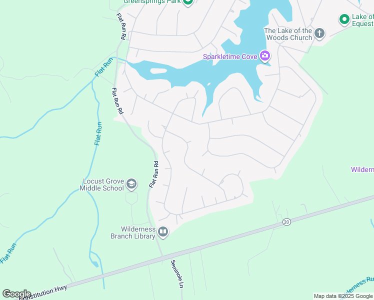 map of restaurants, bars, coffee shops, grocery stores, and more near 222 Battlefield Road in Locust Grove