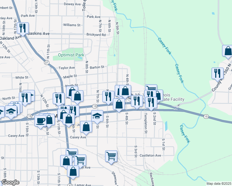 map of restaurants, bars, coffee shops, grocery stores, and more near 500 Harrison Street in Mount Vernon