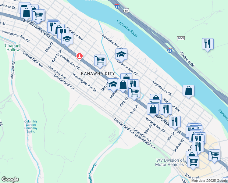 map of restaurants, bars, coffee shops, grocery stores, and more near 4901 Venable Avenue in Charleston