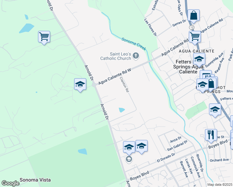 map of restaurants, bars, coffee shops, grocery stores, and more near 17141 Arnold Drive in Sonoma
