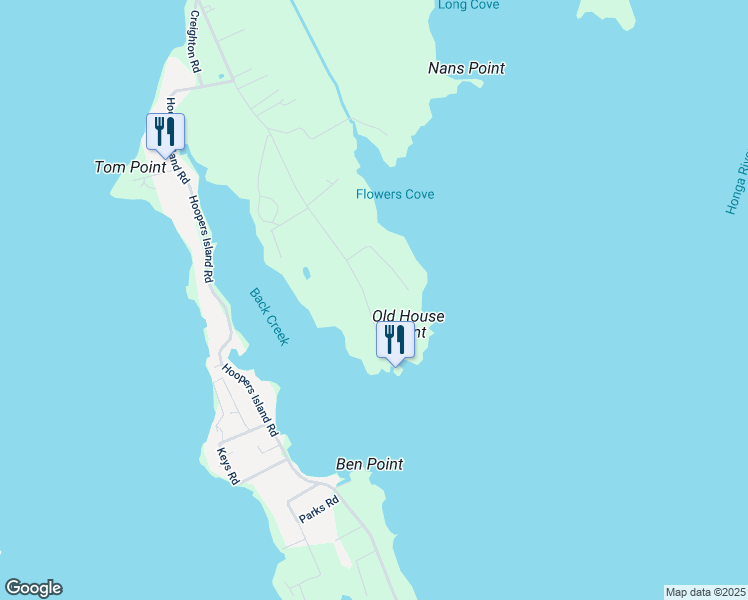 map of restaurants, bars, coffee shops, grocery stores, and more near 2517 Old House Point Rd in Fishing Creek