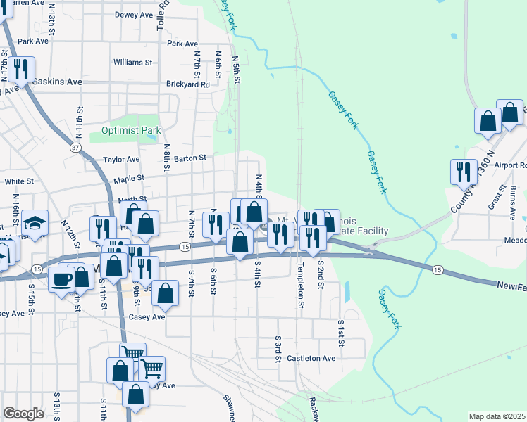 map of restaurants, bars, coffee shops, grocery stores, and more near 100-116 North 4th Street in Mount Vernon