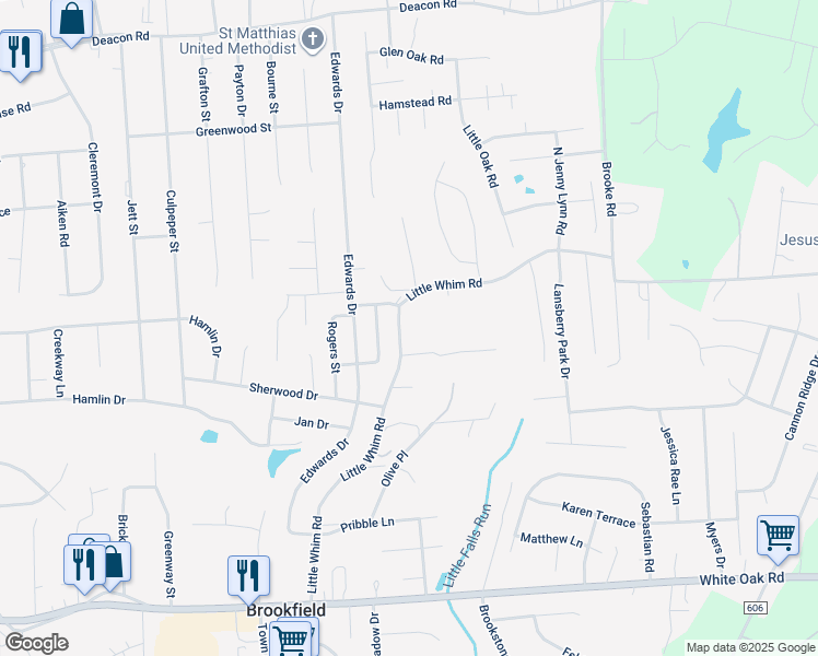 map of restaurants, bars, coffee shops, grocery stores, and more near 142 Little Whim Road in Fredericksburg
