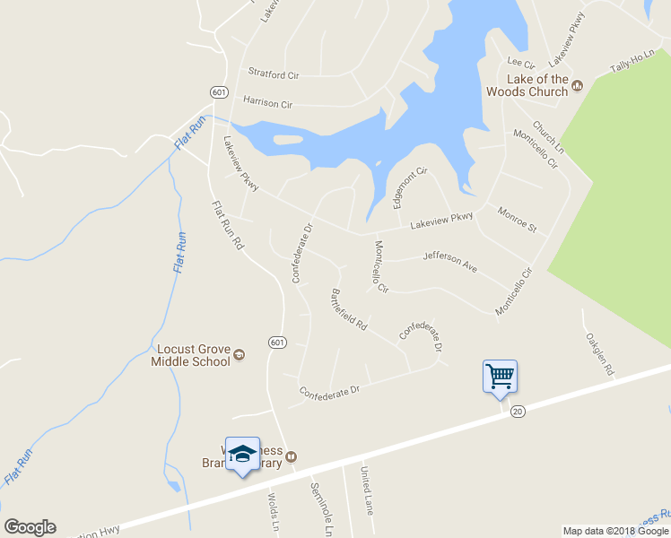 map of restaurants, bars, coffee shops, grocery stores, and more near 200 Battlefield Road in Locust Grove