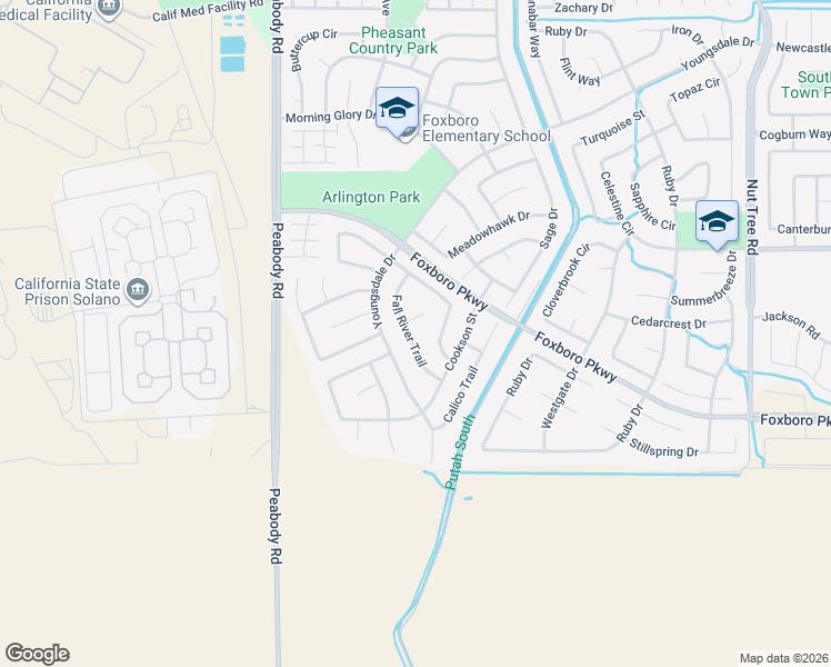 map of restaurants, bars, coffee shops, grocery stores, and more near 943 Mustang Trail in Vacaville