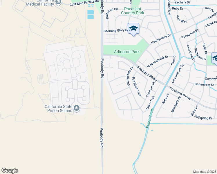 map of restaurants, bars, coffee shops, grocery stores, and more near 1120 Fox Hound Road in Vacaville