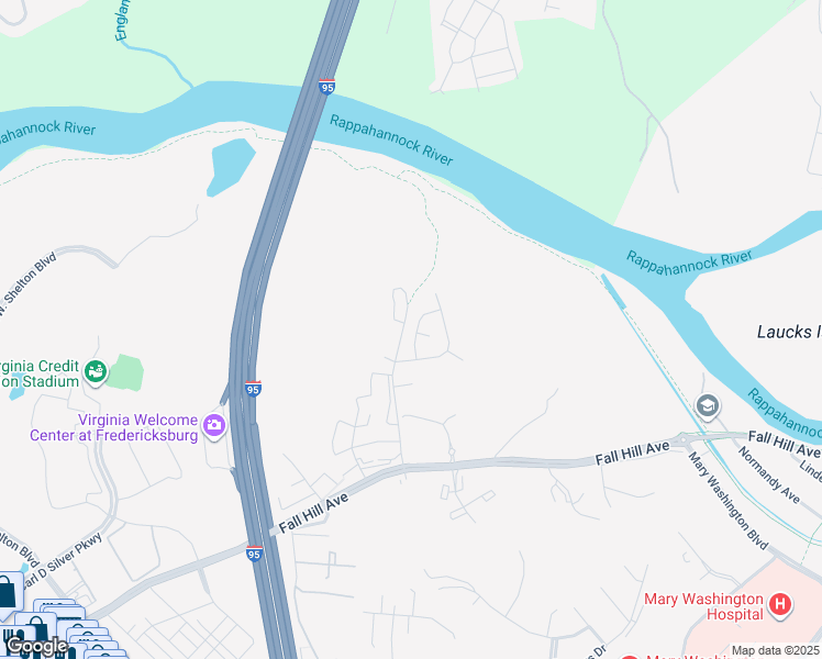 map of restaurants, bars, coffee shops, grocery stores, and more near 1014 River Walk Street in Fredericksburg