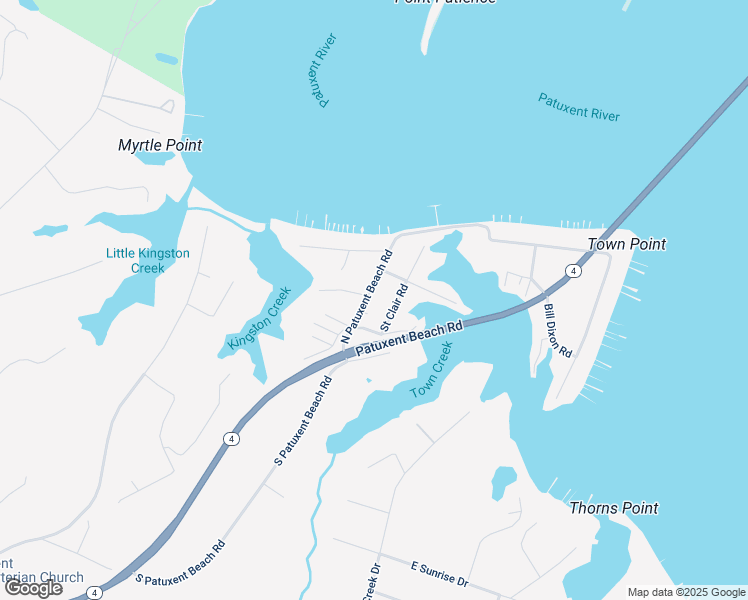 map of restaurants, bars, coffee shops, grocery stores, and more near 23760 North Patuxent Beach Road in California