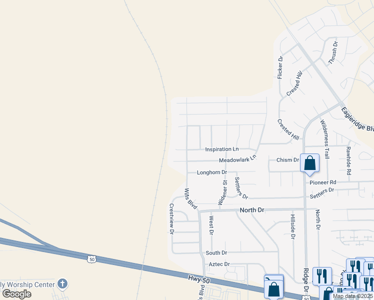map of restaurants, bars, coffee shops, grocery stores, and more near 5615 Wills Boulevard in Pueblo