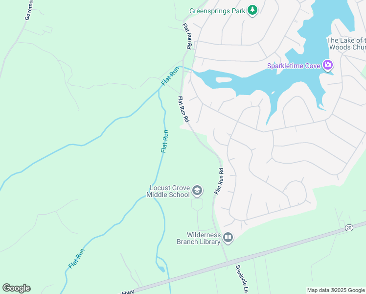 map of restaurants, bars, coffee shops, grocery stores, and more near 6126 Flat Run Road in Locust Grove
