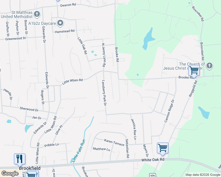 map of restaurants, bars, coffee shops, grocery stores, and more near 118 Brooke Village Drive in Fredericksburg