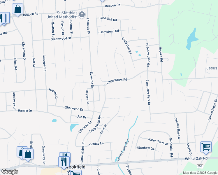 map of restaurants, bars, coffee shops, grocery stores, and more near 152 Little Whim Road in Fredericksburg