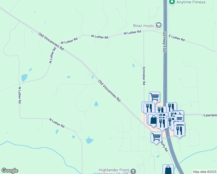 map of restaurants, bars, coffee shops, grocery stores, and more near 5300 Old Vincennes Road in Floyds Knobs
