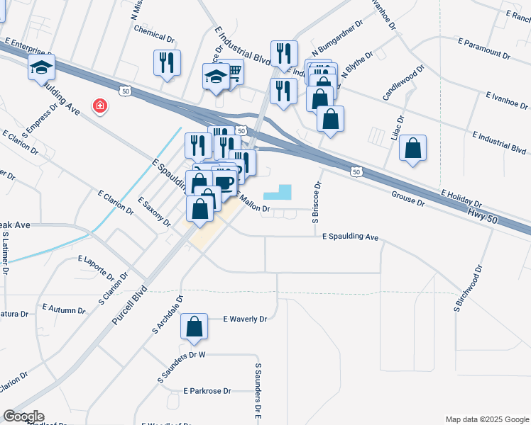 map of restaurants, bars, coffee shops, grocery stores, and more near 1026 East Mallon Drive in Pueblo West