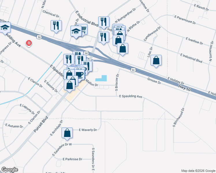 map of restaurants, bars, coffee shops, grocery stores, and more near 1023-1099 E Mallon Dr in Pueblo West