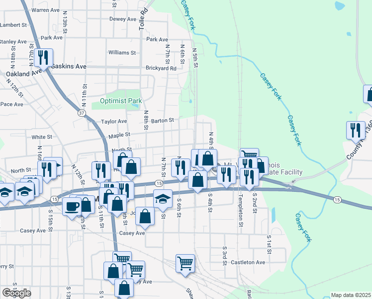 map of restaurants, bars, coffee shops, grocery stores, and more near 500 Harrison Street in Mount Vernon