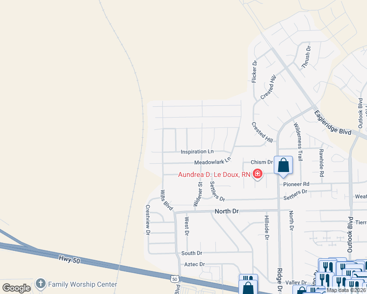map of restaurants, bars, coffee shops, grocery stores, and more near 4407 Cherylwood Lane in Pueblo