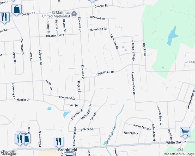 map of restaurants, bars, coffee shops, grocery stores, and more near 152 Little Whim Road in Fredericksburg