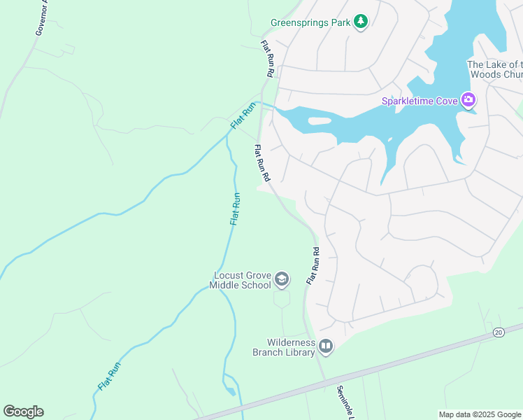 map of restaurants, bars, coffee shops, grocery stores, and more near 6126 Flat Run Road in Locust Grove