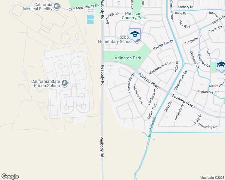 map of restaurants, bars, coffee shops, grocery stores, and more near 667 Fox Pointe Road in Vacaville