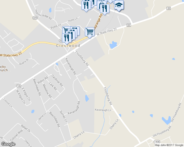 map of restaurants, bars, coffee shops, grocery stores, and more near 5903 Woodcreek Crossing Way in Crestwood