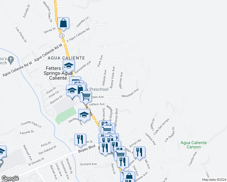 map of restaurants, bars, coffee shops, grocery stores, and more near 17376 Buena Vista Avenue in Sonoma