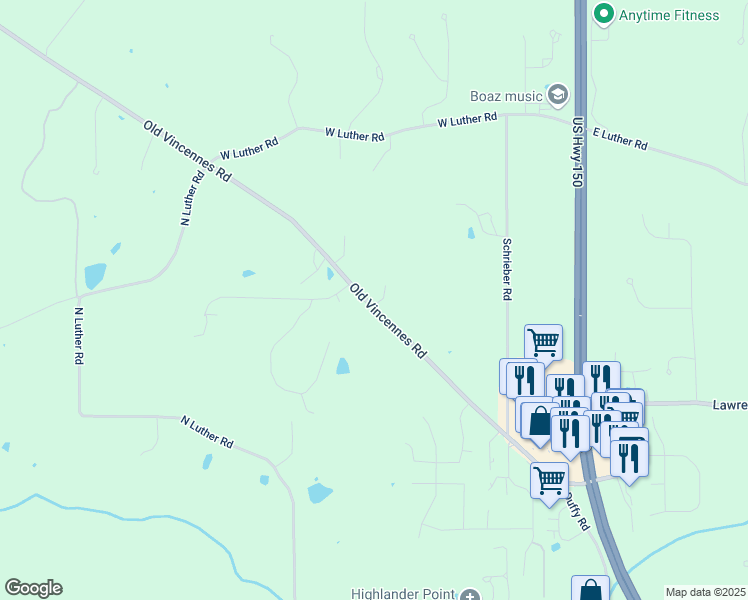 map of restaurants, bars, coffee shops, grocery stores, and more near 5300 Old Vincennes Road in Floyds Knobs