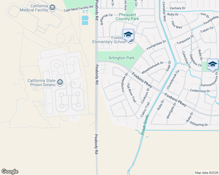 map of restaurants, bars, coffee shops, grocery stores, and more near 125 Hunters Glen Court in Vacaville