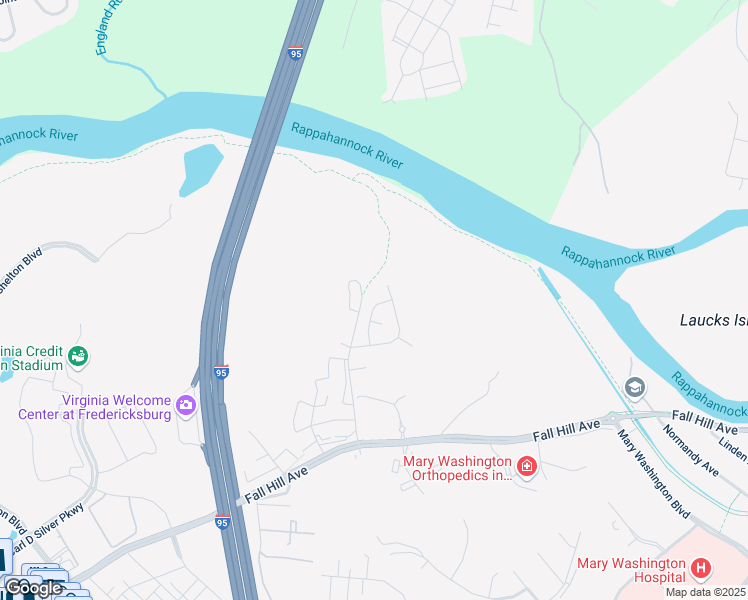 map of restaurants, bars, coffee shops, grocery stores, and more near 1006 River Walk Street in Fredericksburg