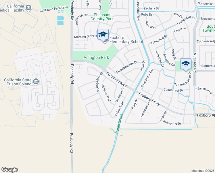 map of restaurants, bars, coffee shops, grocery stores, and more near 943 Mustang Trail in Vacaville