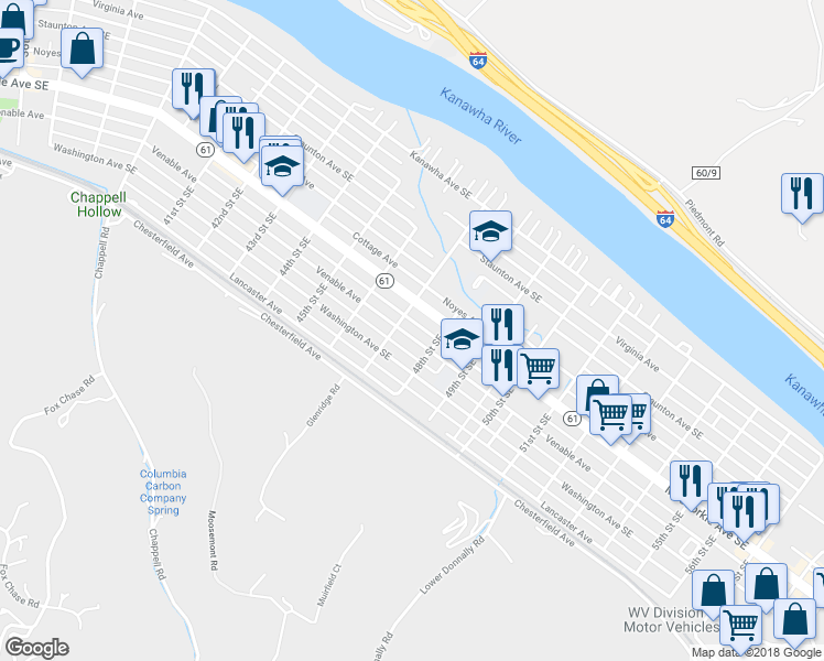 map of restaurants, bars, coffee shops, grocery stores, and more near 4712 Venable Avenue in Charleston