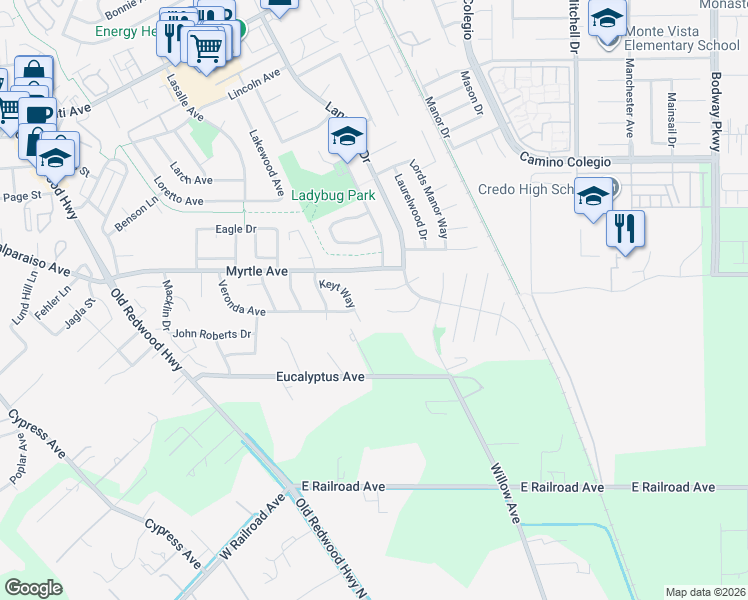 map of restaurants, bars, coffee shops, grocery stores, and more near 508 Lanyard Court East in Rohnert Park