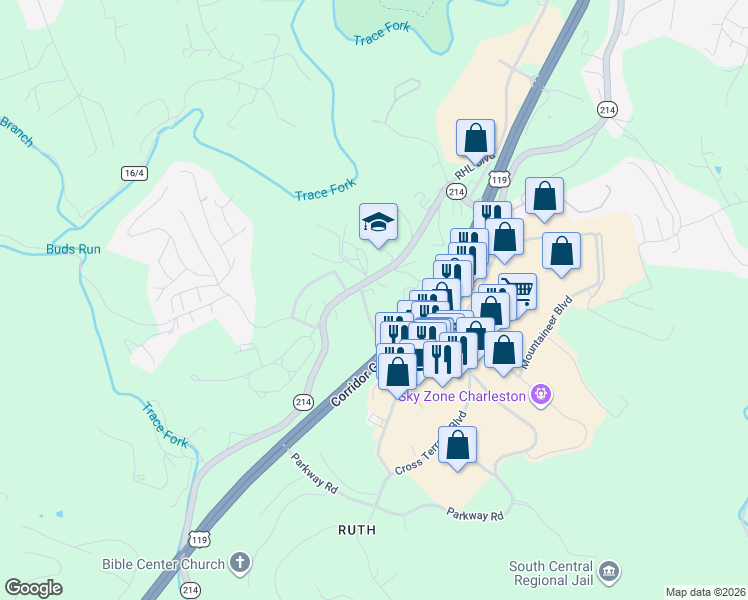 map of restaurants, bars, coffee shops, grocery stores, and more near 541 Ruthdale Road in Charleston