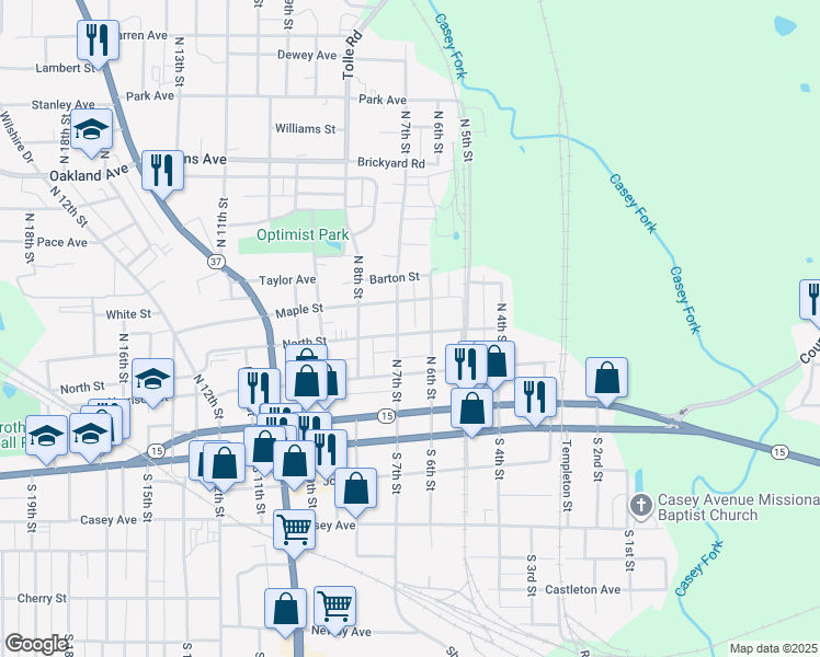 map of restaurants, bars, coffee shops, grocery stores, and more near 620 North Street in Mount Vernon