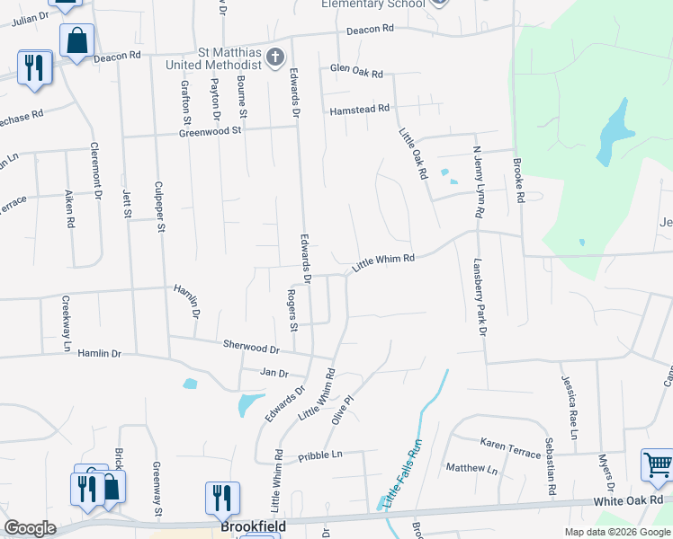 map of restaurants, bars, coffee shops, grocery stores, and more near 1807 Rogers Street in Fredericksburg