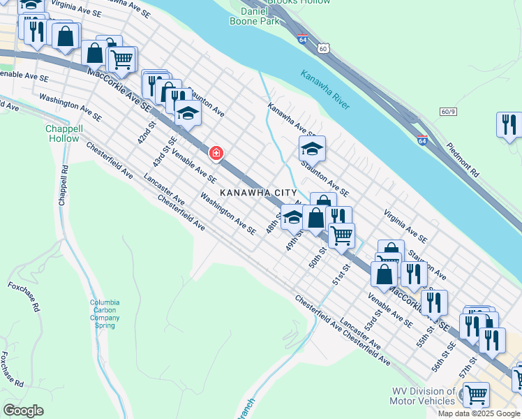 map of restaurants, bars, coffee shops, grocery stores, and more near 4712 Venable Avenue in Charleston