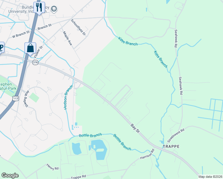 map of restaurants, bars, coffee shops, grocery stores, and more near 10439 Assateague Road in Berlin