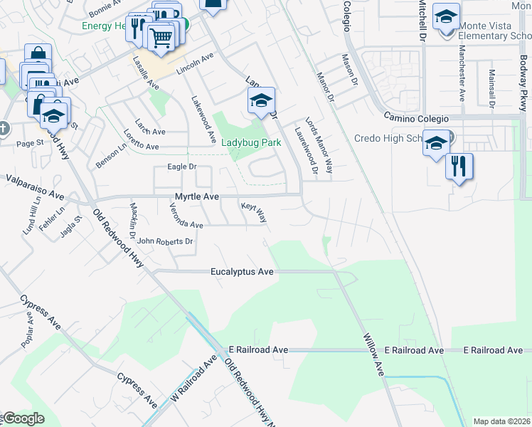 map of restaurants, bars, coffee shops, grocery stores, and more near 508 Lanyard Court East in Rohnert Park