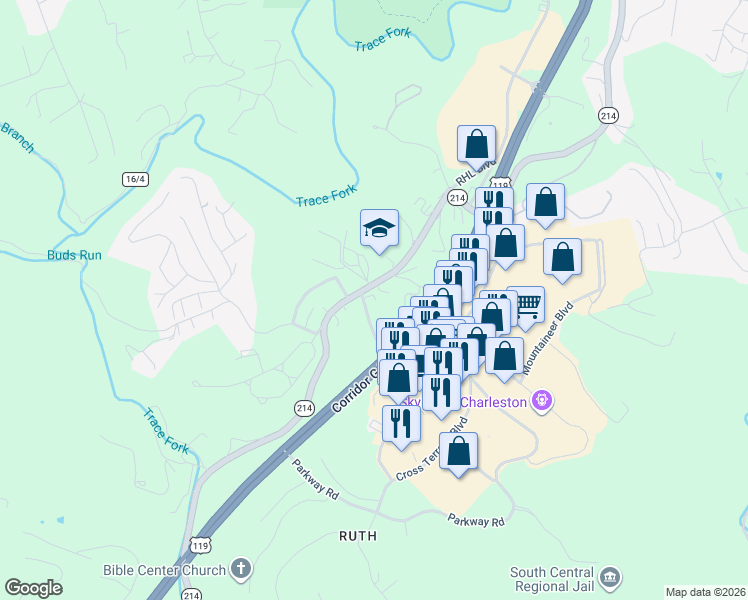 map of restaurants, bars, coffee shops, grocery stores, and more near 541 Ruthdale Road in Charleston