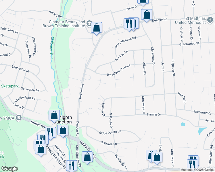 map of restaurants, bars, coffee shops, grocery stores, and more near 4 Belmont Court in Fredericksburg