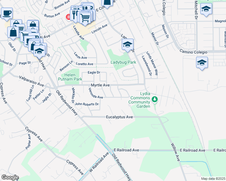 map of restaurants, bars, coffee shops, grocery stores, and more near 120 Keppel Way in Cotati