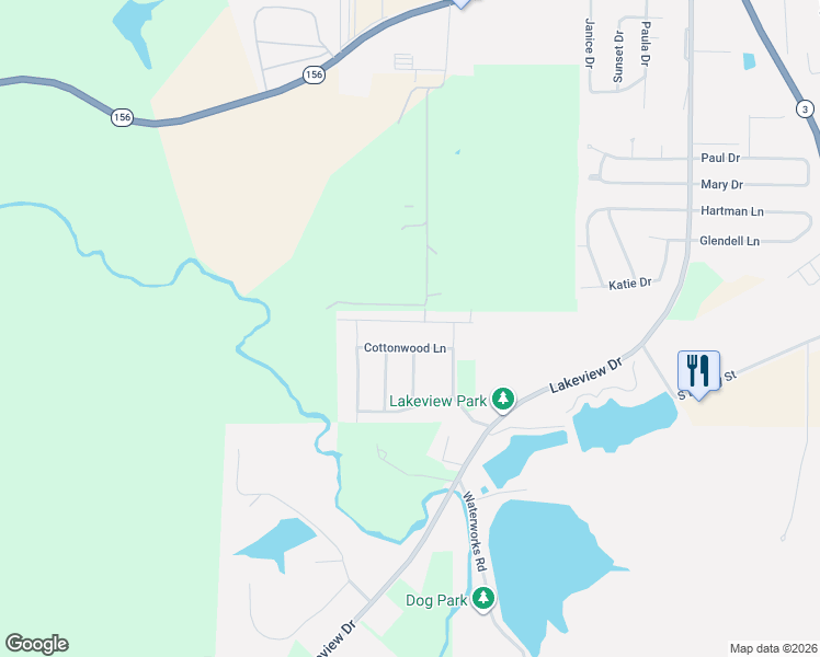 map of restaurants, bars, coffee shops, grocery stores, and more near 1107 Cottonwood Lane in Waterloo
