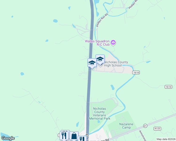 map of restaurants, bars, coffee shops, grocery stores, and more near Unnamed Road in Summersville