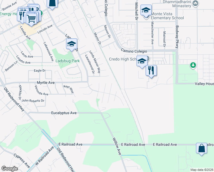 map of restaurants, bars, coffee shops, grocery stores, and more near 563 Lamont Court South in Rohnert Park