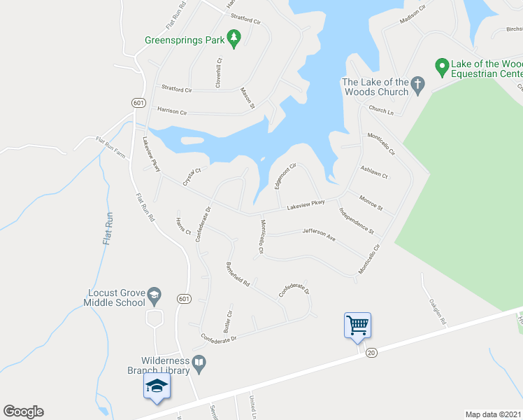 map of restaurants, bars, coffee shops, grocery stores, and more near 2503 Lakeview Parkway in Locust Grove