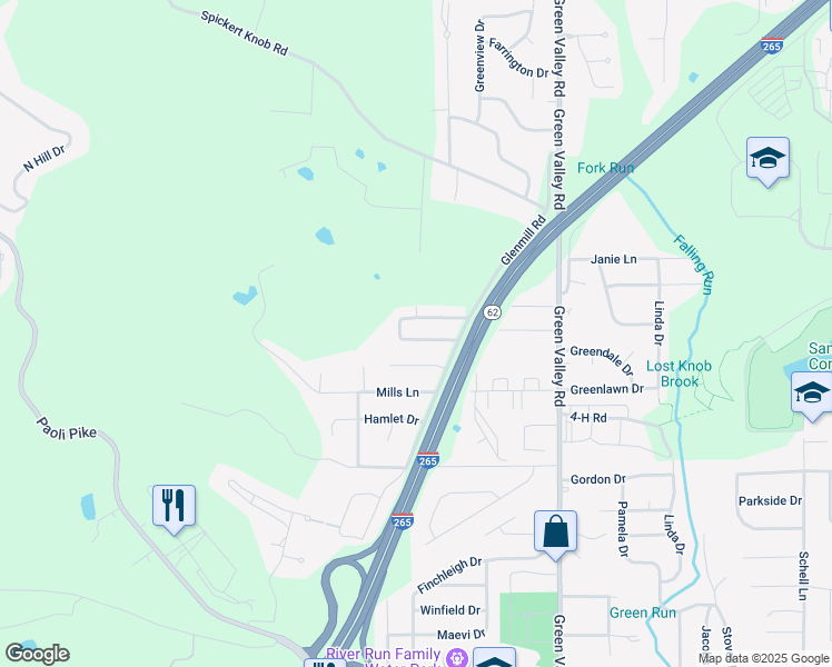map of restaurants, bars, coffee shops, grocery stores, and more near 3036 Barrington Court in New Albany
