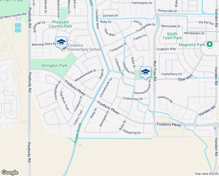 map of restaurants, bars, coffee shops, grocery stores, and more near 1060 Freshwater Court in Vacaville