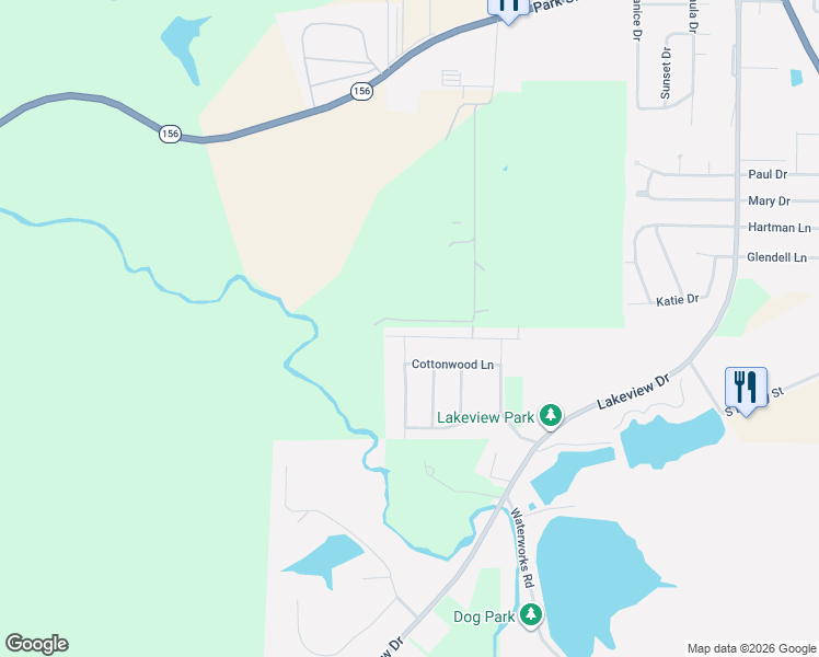 map of restaurants, bars, coffee shops, grocery stores, and more near 1131 Cottonwood Lane in Waterloo